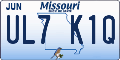 MO license plate UL7K1Q