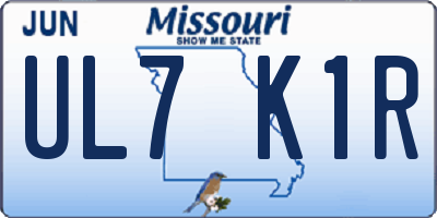 MO license plate UL7K1R