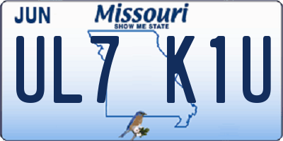 MO license plate UL7K1U