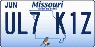 MO license plate UL7K1Z