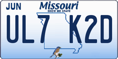 MO license plate UL7K2D