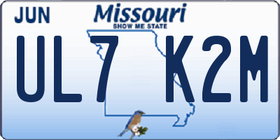 MO license plate UL7K2M