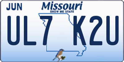 MO license plate UL7K2U