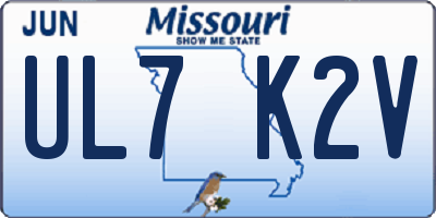 MO license plate UL7K2V
