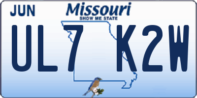 MO license plate UL7K2W