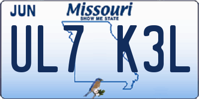 MO license plate UL7K3L