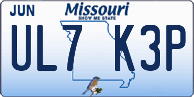 MO license plate UL7K3P