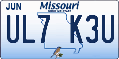 MO license plate UL7K3U