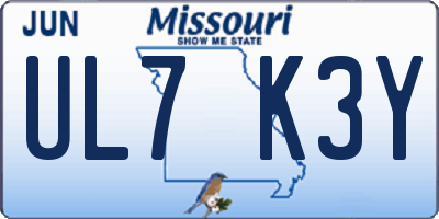 MO license plate UL7K3Y