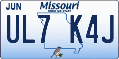 MO license plate UL7K4J