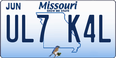 MO license plate UL7K4L
