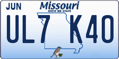 MO license plate UL7K4O