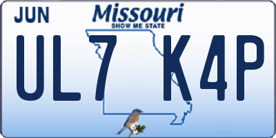 MO license plate UL7K4P