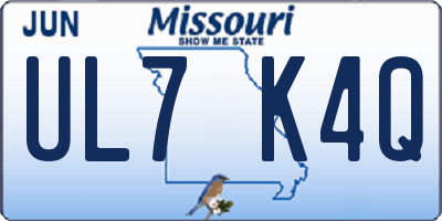 MO license plate UL7K4Q