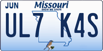 MO license plate UL7K4S