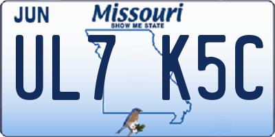 MO license plate UL7K5C