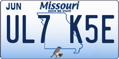 MO license plate UL7K5E