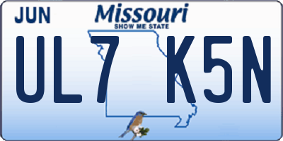 MO license plate UL7K5N