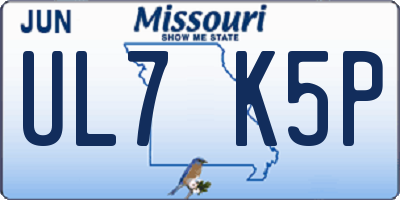MO license plate UL7K5P