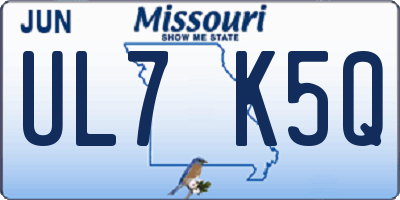 MO license plate UL7K5Q