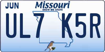 MO license plate UL7K5R