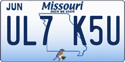 MO license plate UL7K5U