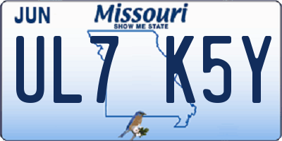 MO license plate UL7K5Y
