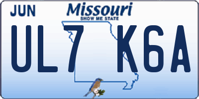 MO license plate UL7K6A