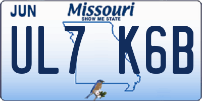 MO license plate UL7K6B
