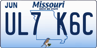 MO license plate UL7K6C