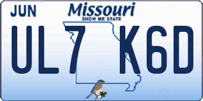 MO license plate UL7K6D