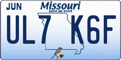 MO license plate UL7K6F