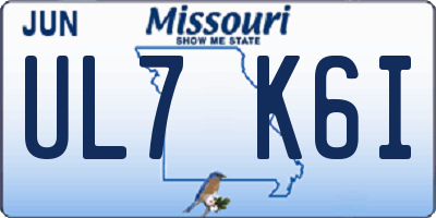 MO license plate UL7K6I