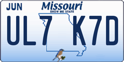 MO license plate UL7K7D