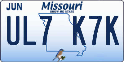 MO license plate UL7K7K