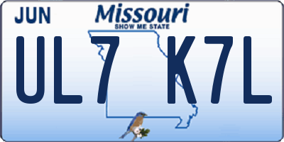 MO license plate UL7K7L
