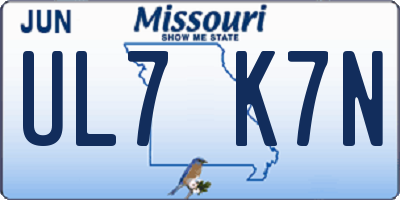 MO license plate UL7K7N