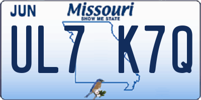 MO license plate UL7K7Q