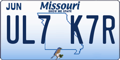 MO license plate UL7K7R