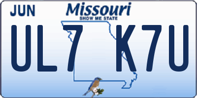 MO license plate UL7K7U