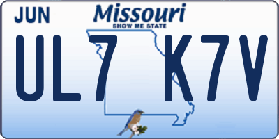 MO license plate UL7K7V