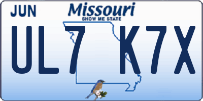 MO license plate UL7K7X