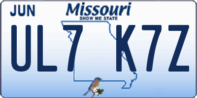 MO license plate UL7K7Z