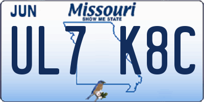 MO license plate UL7K8C