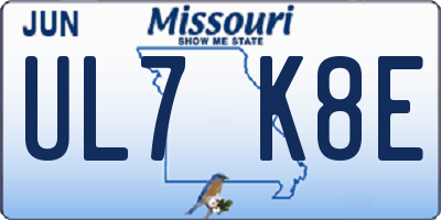MO license plate UL7K8E