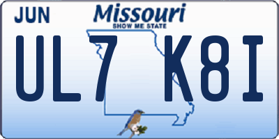 MO license plate UL7K8I