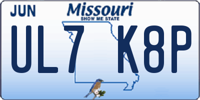 MO license plate UL7K8P