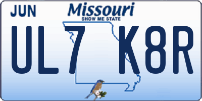 MO license plate UL7K8R