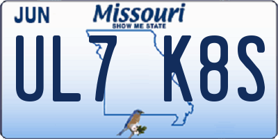 MO license plate UL7K8S