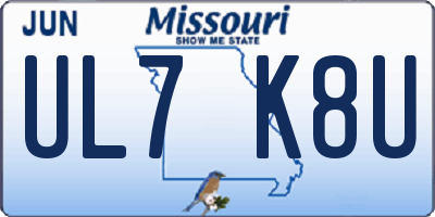 MO license plate UL7K8U